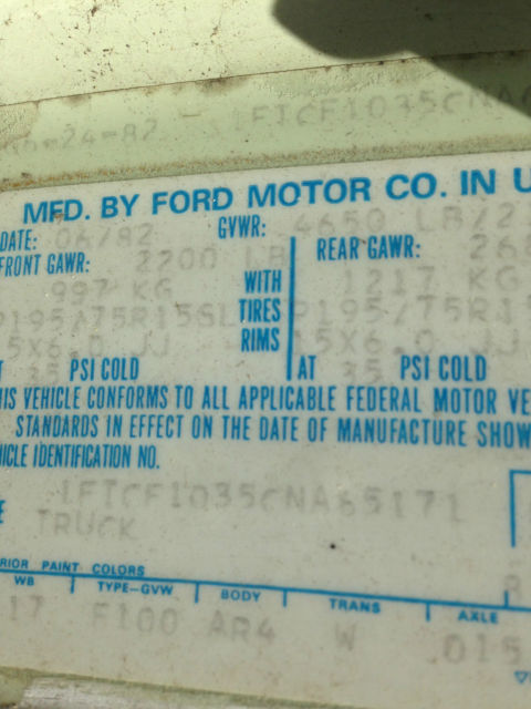 1982 Ford F-100 Runs Drives Body Int Good 4.9L I6 4 spd manual - photo 12