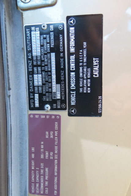 1982 Mercedes-Benz SL-Class Base Convertible 2-Door - photo 11