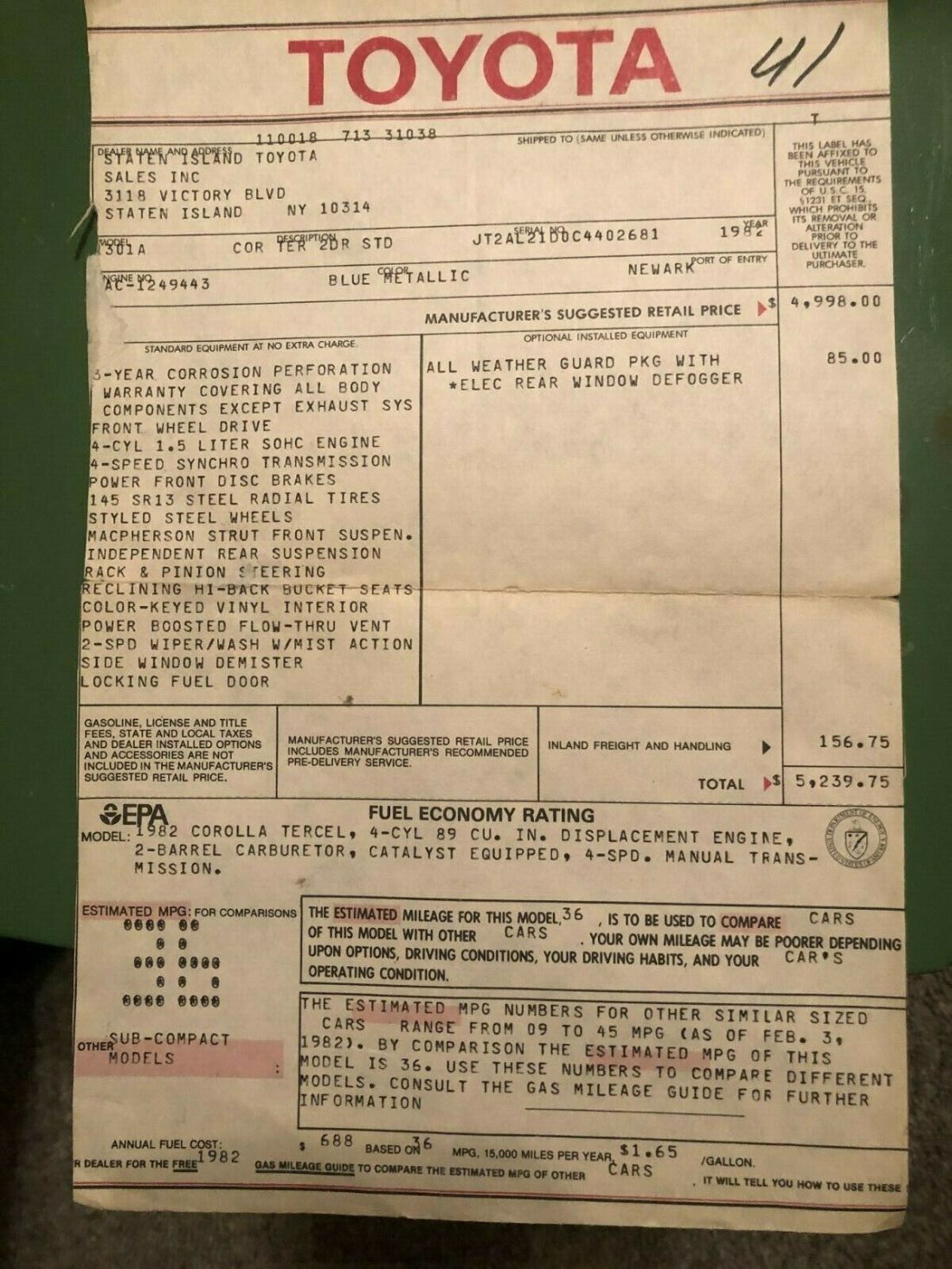 1982 Toyota Corolla - photo 2