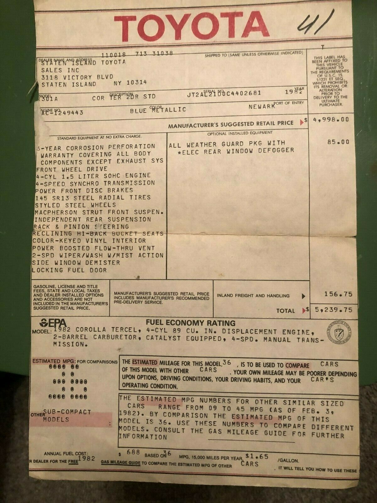 1982 Toyota Corolla - photo 3