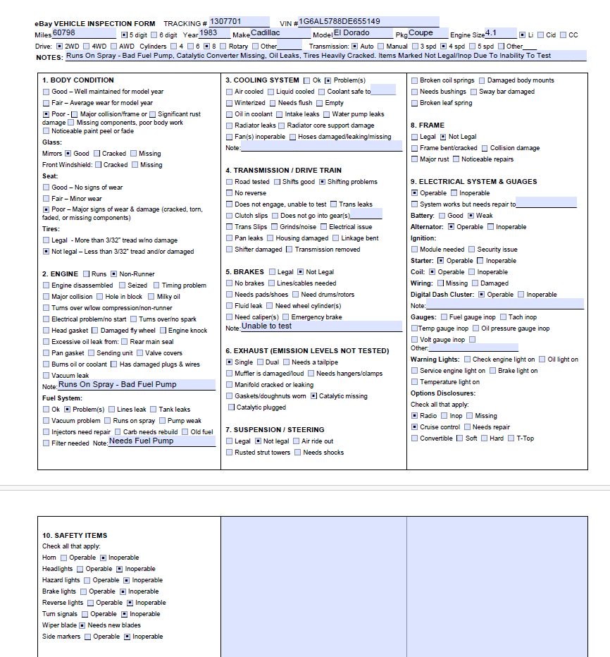 1983 Cadillac Eldorado *AS IS* *FOR PARTS ONLY* - photo 2