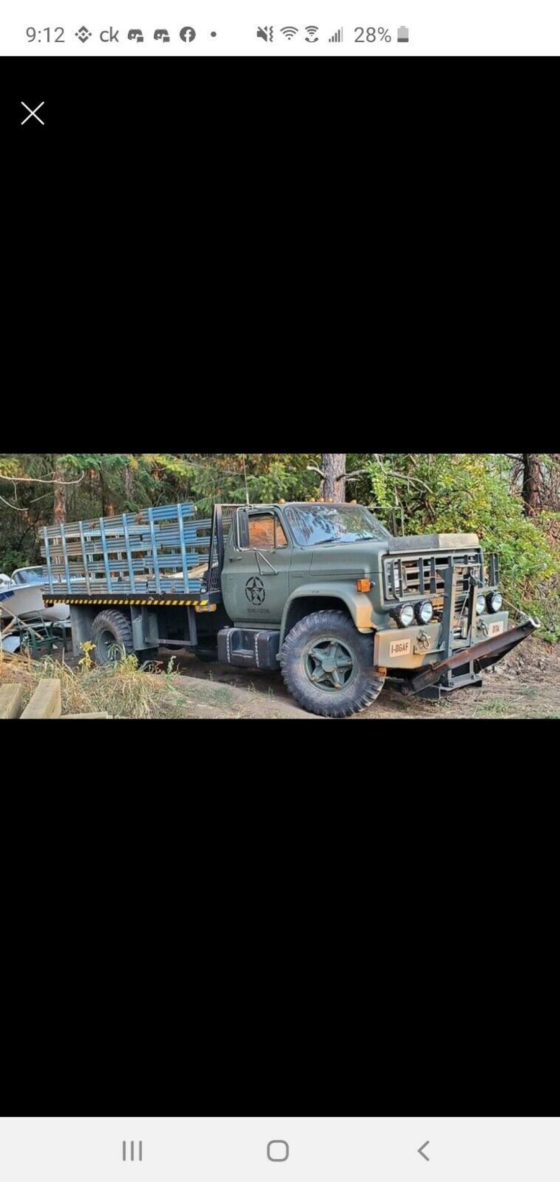 1983 custom military style GMC C60 flatbed hauler w plow winch HID LED lights 1983 GMC C6000 C6D042