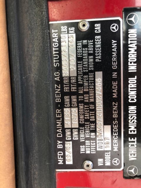 1983 Mercedes-Benz SL-Class 1983 MERCEDES BENZ RED TAN INTERIOR - photo 4