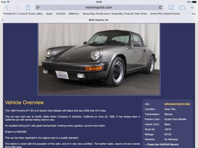 1983 Porsche 911sc targa 1983 Porsche 911