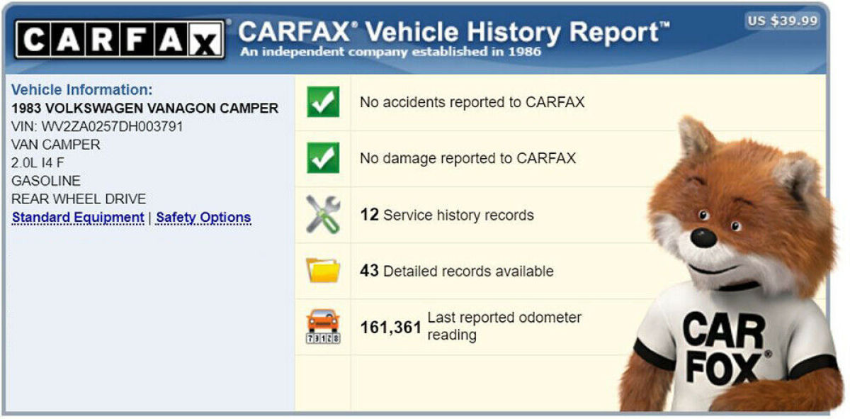 1983 Volkswagen Bus/Vanagon Camper Westfalia 161K California Collectible CARFAX! - photo 10