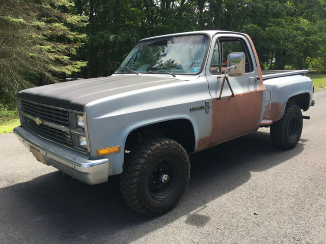 1984 Chevy 4x4 Step side Short Bed Stick Pickup Truck Hot rods rat rods stick 1984 Chevrolet C-10 C10 K1500 STEP SIDE TRUCK 4X4 4 SPEED