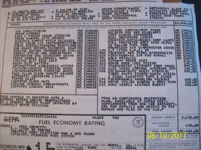 1984 Chevrolet Corvette leather - photo 6