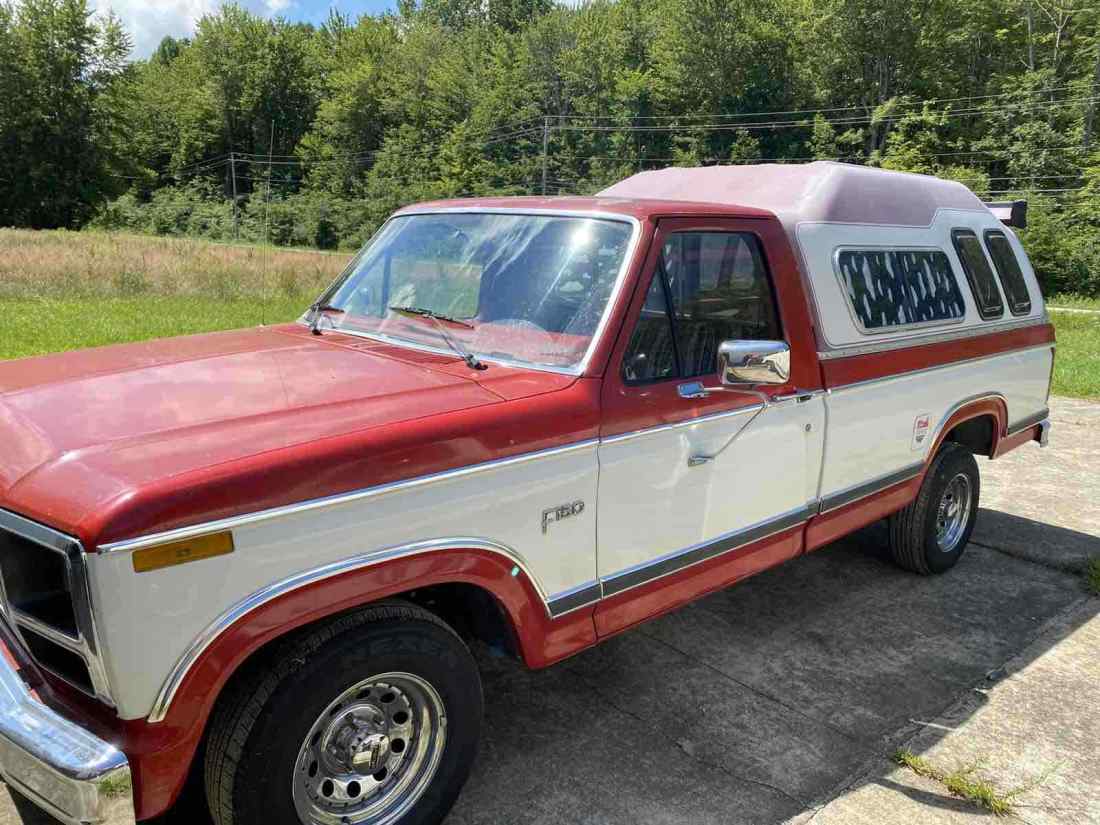 1984 Ford F-150, Camper Pickup truck, Red, RWD,Automatic, straight six, 300,4.9L 1984 Ford F-150
