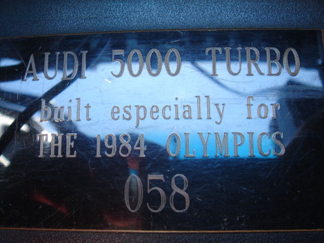 1984 Audi 5000S Turbo Special Edition Plaque 58 of 100 Built - photo 5