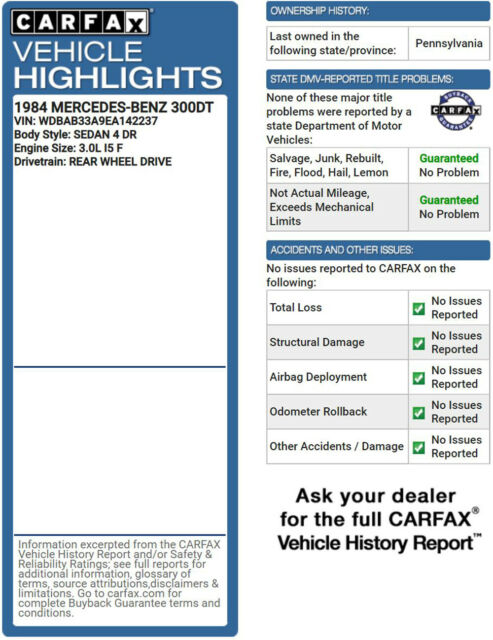 1984 Mercedes-Benz 300-Series 300D TURBO DIESEL I5 LOW 111K mi Southern CARFAX - photo 11