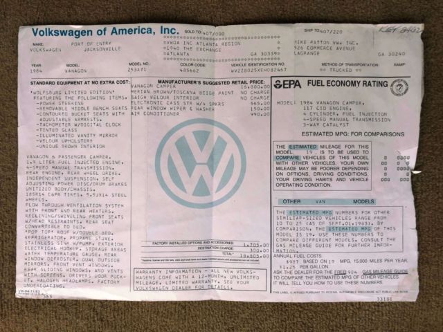 1984 Volkswagen Bus/Vanagon Westfalia Campmobile - photo 11