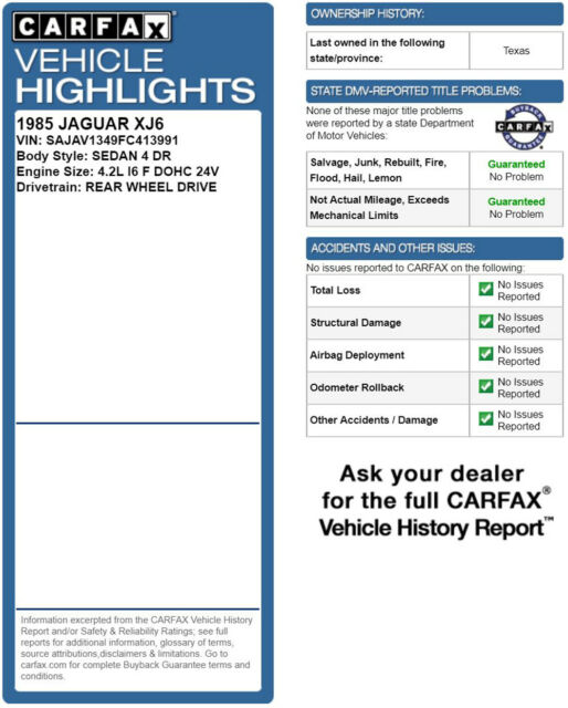 1985 Jaguar XJ6 L6 4.2L Super Low 63K Collectible Southern Video Carfax! - photo 12