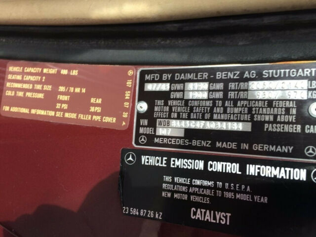 1985 Mercedes-Benz 300-Series 380 SL 2 Door Convertible - photo 7