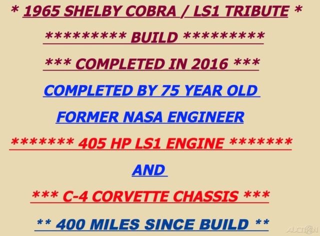 1965 Shelby Corvette - Shelby Cobra LS1 / 400 MILES!! Ratchet Shifter - photo 2