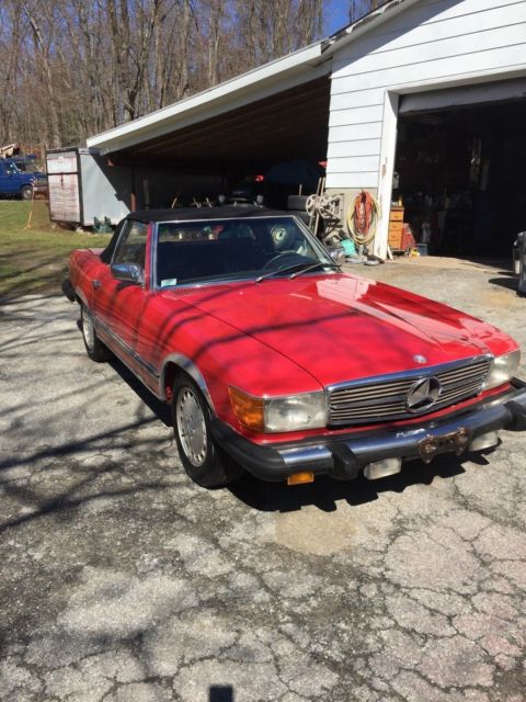 1985Mercedes 380 SL Red Convertilbe / W hard top Black soft top/Just turned up/ 1985 Mercedes-Benz SL-Class Chome