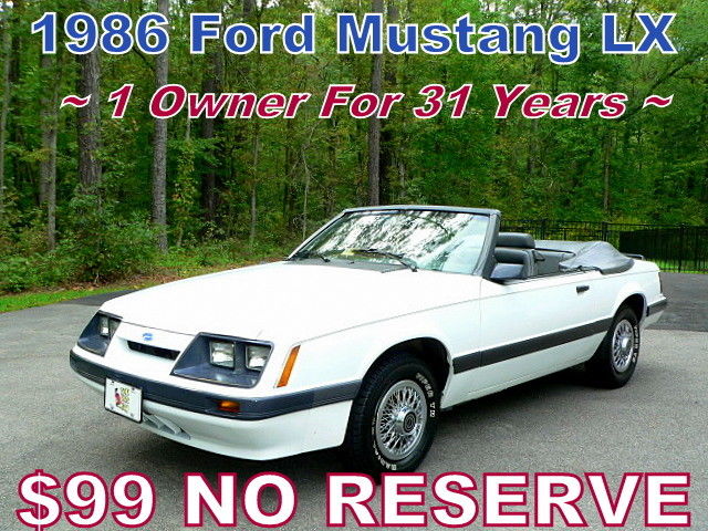 1986-1 OWNER SINCE NEW! ONLY 49,000 MILES! LEATHER! 1 OF A KIND! $99 NO RESERVE! 1986 Ford Mustang LX V6 CONVERTIBLE ~$99 NO RESERVE~