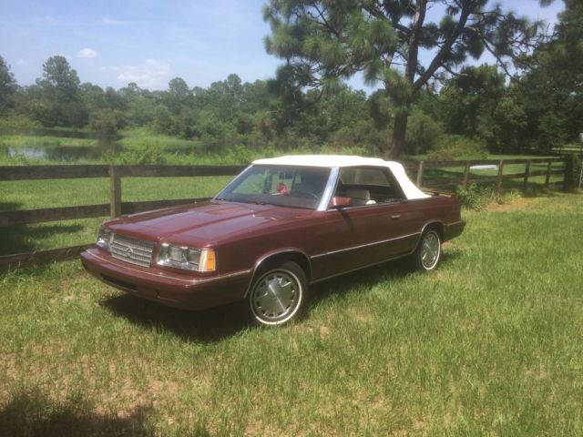1986 Dodge 600 ES Turbo Convertible K Car Burgundy Classic Antique 1986 Dodge Other ES Turbo