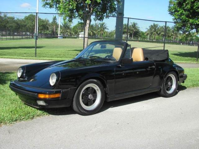 1986 Porsche 911 C2 Cab. Black / Tan / Black, Manual, Two-Owner. Great History 1986 Porsche 911 Carrera Convertible 2-Door