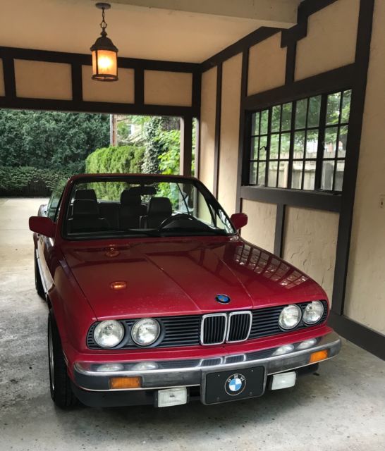 1987 BMW 3-SERIES 325i CONVERTIBLE CINNABAR RED w BLACK LEATHER. MANUAL SHIFT 1987 BMW 3-Series