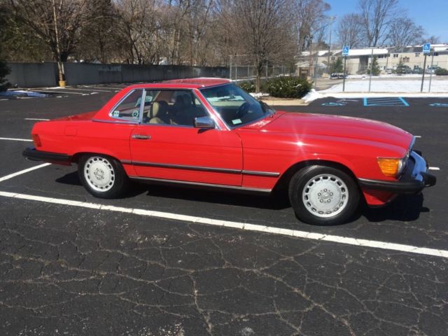 1987 Mercedes 560SL Signal Red Biege 69k 2 Owner Wow! 1987 Mercedes-Benz SL-Class