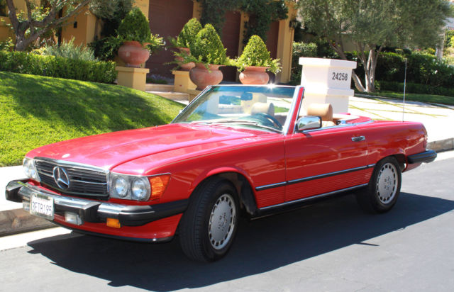 1987 Mercedes Benz 560SL Red on Palomino Leather, Soft & Hard top California Car 1987 Mercedes-Benz 500-Series 560 Series 2dr Coupe 560SL Roadster