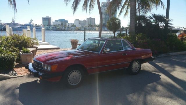 1987 Mercedes-Benz 560SL Two Owner Florida Beauty Red Over Cream Beige No Rips 1987 Mercedes-Benz SL-Class 450SL