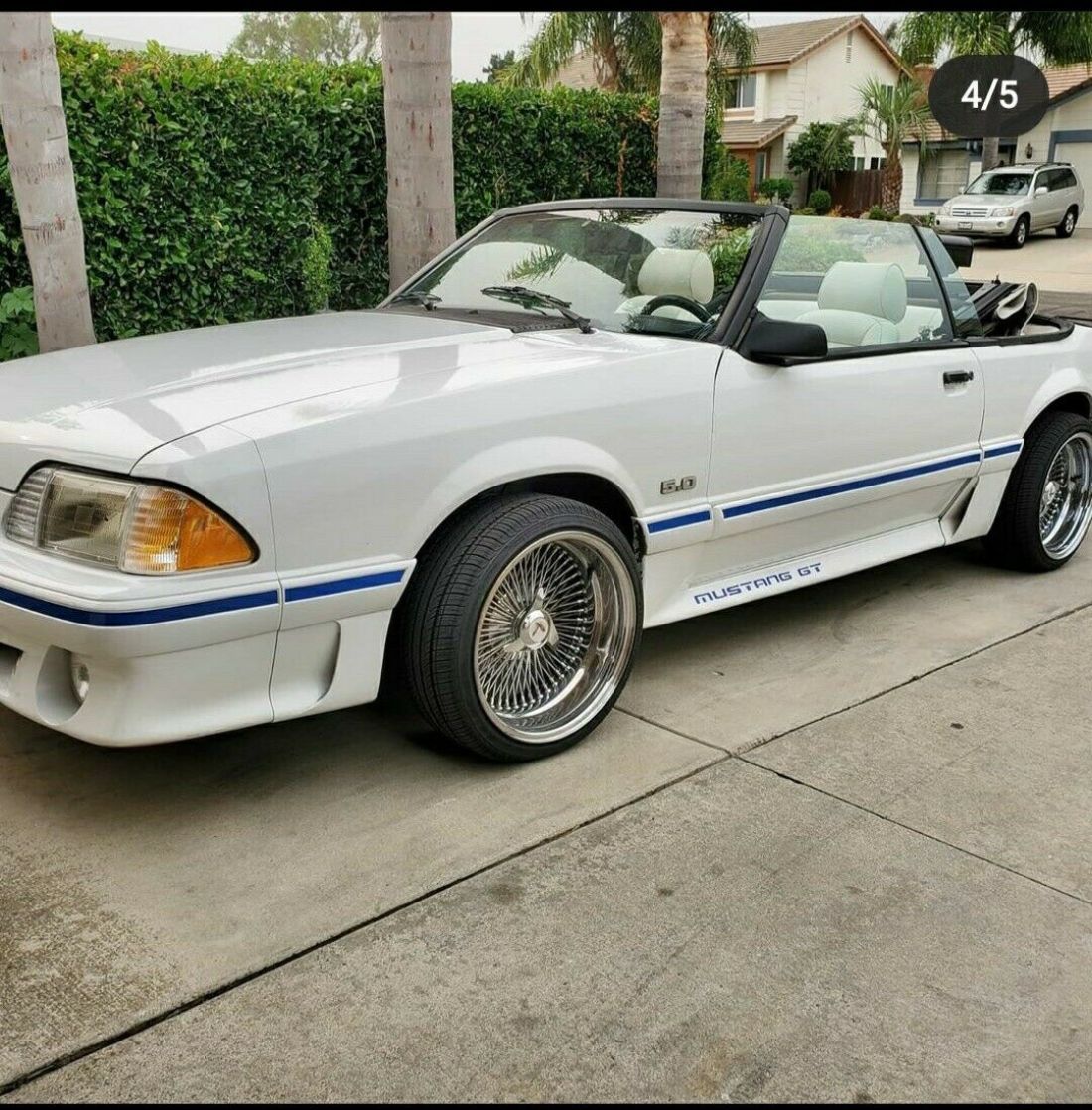 1988 Ford Mustang Convertible White RWD Automatic GT 1988 Ford Mustang GT