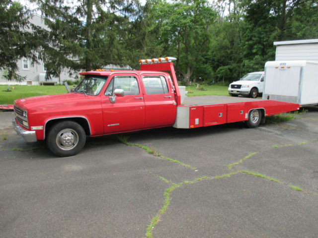 1989 Chevrolet 3500 Crew Cab Silverado Ramp Truck Flatbed Car hauler Hodges 1989 Chevrolet C/K Pickup 3500 silverado