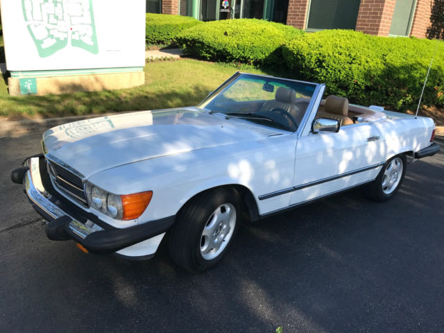 1989 Mercedes Benz 560SL Convertible Arctic White Palomino Crazy Maintenance! 1989 Mercedes-Benz SL-Class SL