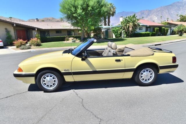 1989 Mustang LX 5.0 Convertible Tropical Yellow/Sand Beige Material. Black top 1989 Ford Mustang