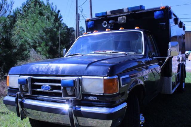 1990 Ford F-350/F-379 Ambulance/Swat Truck DRW LWB Reg Cab 7.3L Diesel Black 1990 Ford F-350 XL