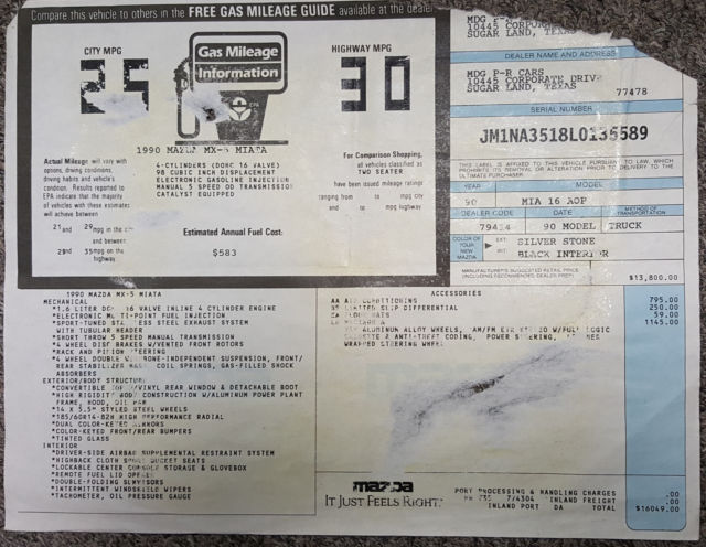 1990 Mazda MX-5 Miata Pacakage A - photo 10