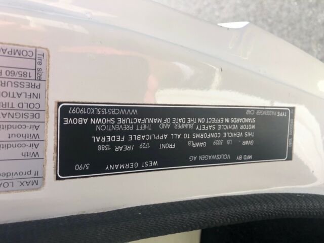 1990 Volkswagen Cabrio Tripple White - photo 7
