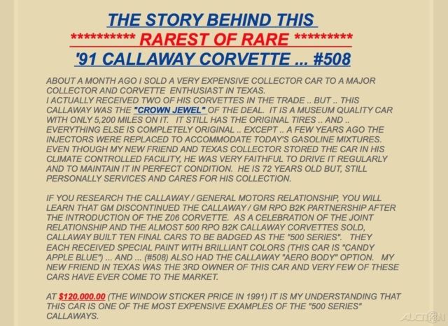 1991 Chevrolet Corvette Callaway 500 Series #508 / Twin Turbo / 5K MILES - photo 9