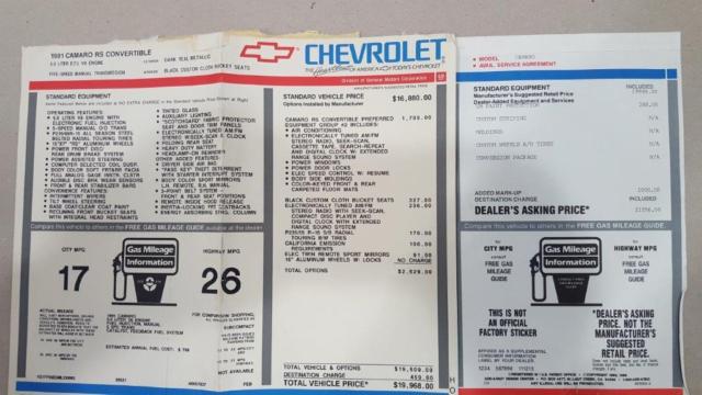 1991 Chevrolet Camaro RS Convertible - photo 11