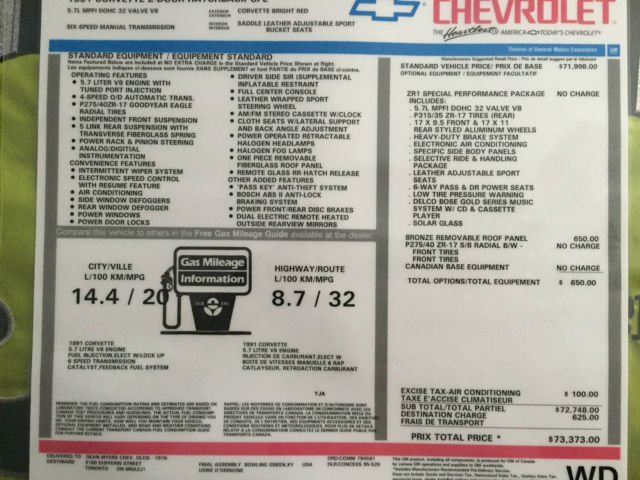 1991 Chevrolet Corvette Base Hatchback 2-Door - photo 8