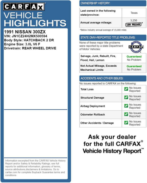 1991 Nissan 300ZX V6 Twin Turbo 5Speed Manual 2Dr Rare Low 91K mi Texas Carfax! - photo 12