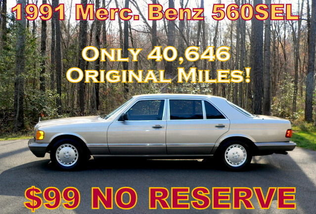 1991 - ONLY 2 OWNERS! ONLY 40,646 ORIGINAL MILES! 1 OF A KIND! $99 NO RESERVE! 1991 Mercedes-Benz 500-Series 560 SEL 560SEL ~$99 NO RESERVE~