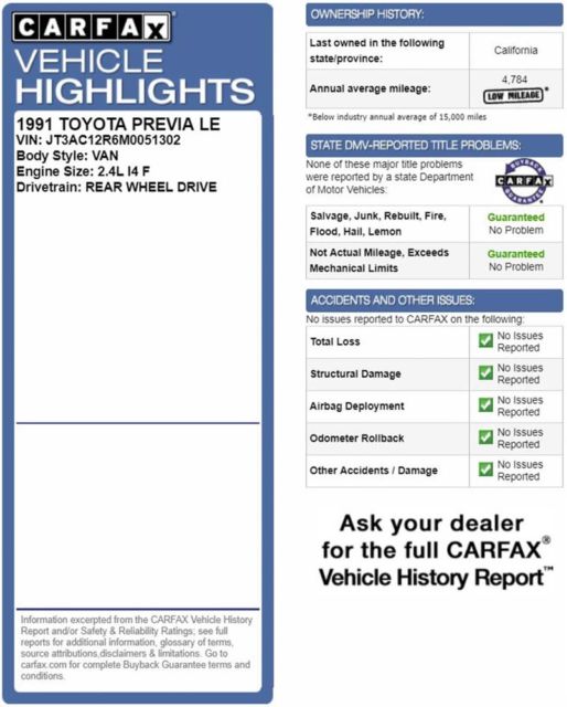 1991 Toyota Previa 128K mi California Clean CARFAX Rare - photo 10