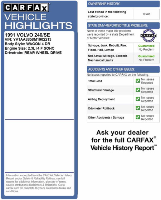 1991 Volvo 240 Wagon 5 Speed Manual Rare Reliable Clean CARFAX - photo 13