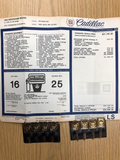 1992 Cadillac Brougham Fleetwood Brougham Option Package B - photo 13