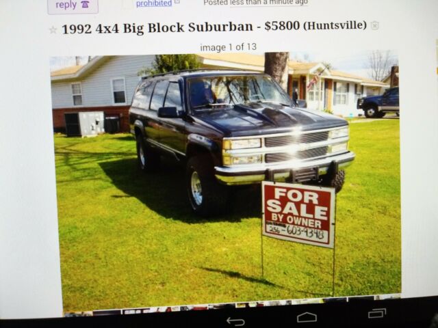 1992 Chevy Suburban 454 fuel injected 125721 miles good daily driver 1992 Chevrolet Suburban