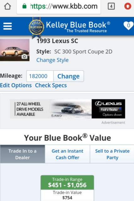 1993 Lexus SC no body kit on car - photo 12