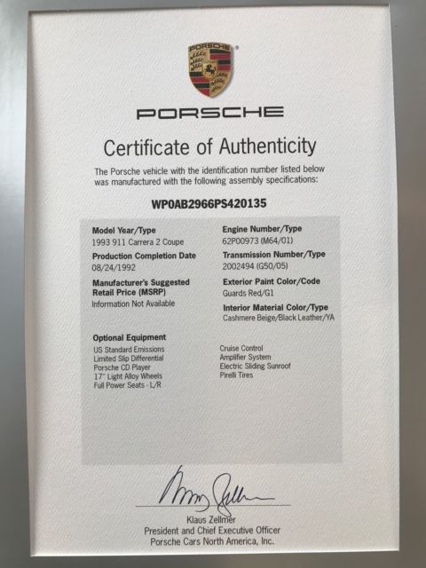 1993 Porsche 911 CARRERA 2 - photo 12