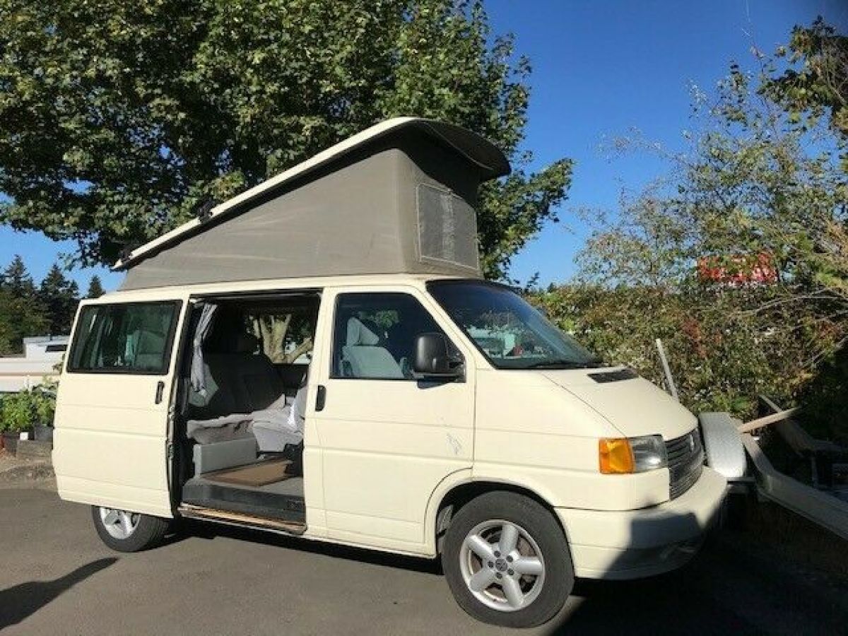 1993 VolksWagen VW EuroVan Pop Top Tent Camper Bus White Automatic Blogger Van 1993 Volkswagen EuroVan MV