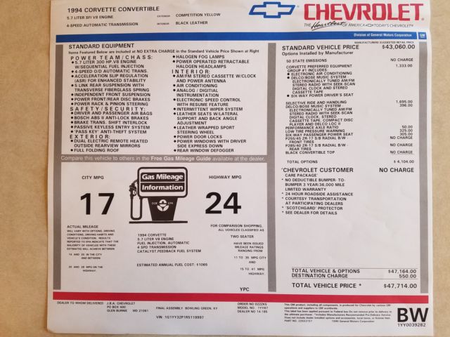 1994 Chevrolet Corvette Base Convertible 2-Door - photo 11