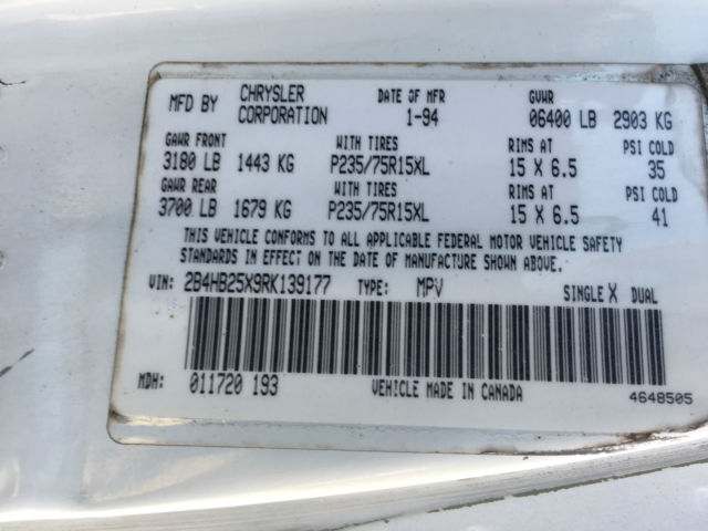 1994 Dodge Other Base Extended Passenger Van 3-Door - photo 4