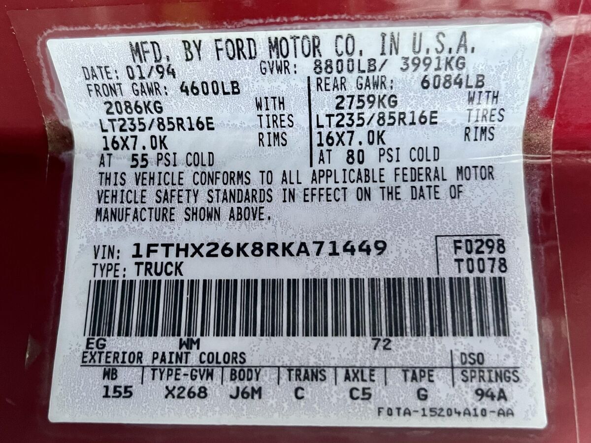 1994 Ford FORD,F250,4X4,7.3L,OTHER XLT HD 4X4 5-SPEED 7.3L DIESEL V8 - photo 13