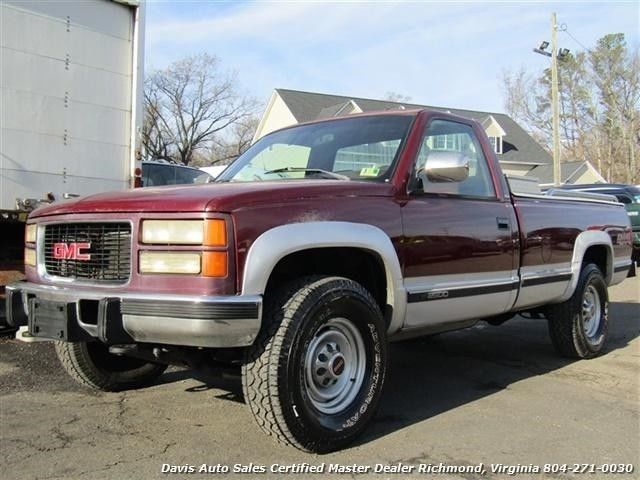 1994 GMC SIERRA 2500 SLE 4X4 Diesel Regular Cab Lon 341156 Miles Maroon Pickup T 1994 GMC Sierra 2500 SLE 4X4 Diesel Regular Cab Lon