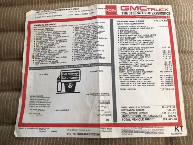 1994 GMC Sierra 2500 SLE 2500 Regular Cab Long Bed 4x4 Low Miles - photo 10